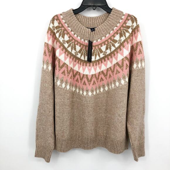 TOMMY HILFIGER Half Snowflake Sweater 0X Beige Raglan Pullover NWT - Picture 3 of 10
